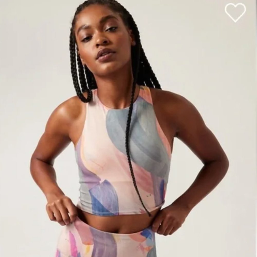 Athleta Conscious Crop Sport Bra A-C Vibrance Orchid Pink Watercolor Medium NWT